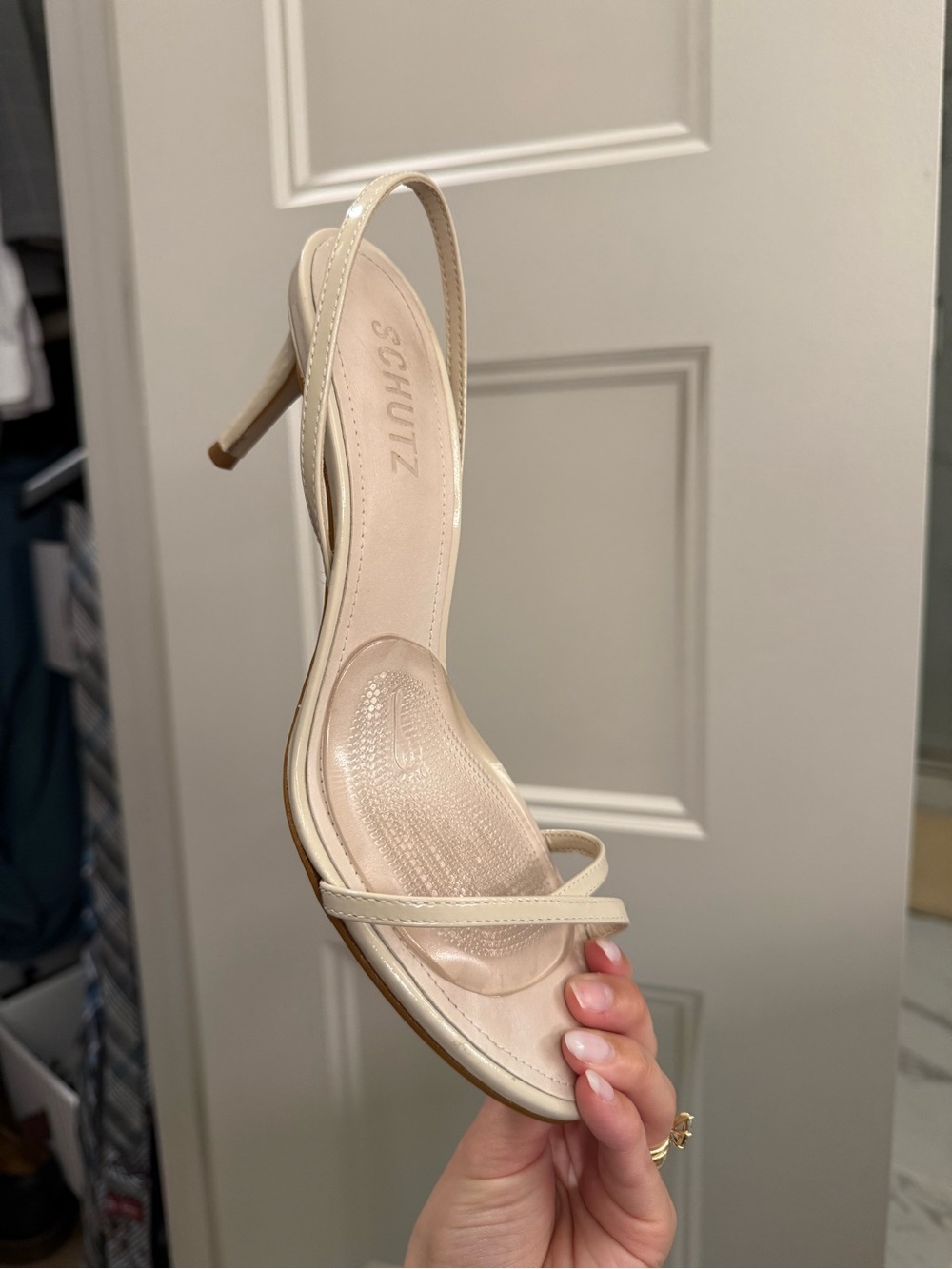 SCHUTZ Beige Cream Slingback Stiletto Sandal